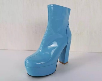 blue platform boots