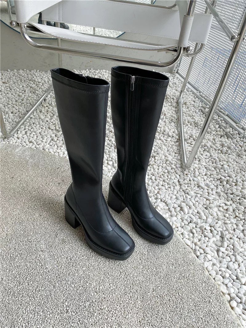 Stunning Platform Knee High Boots Square Toe High Heels - Etsy