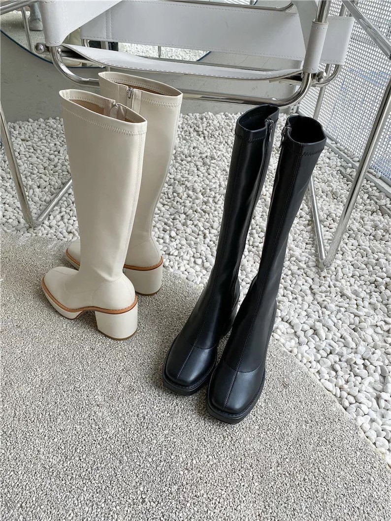 Stunning Platform Knee High Boots | Square Toe High Heels