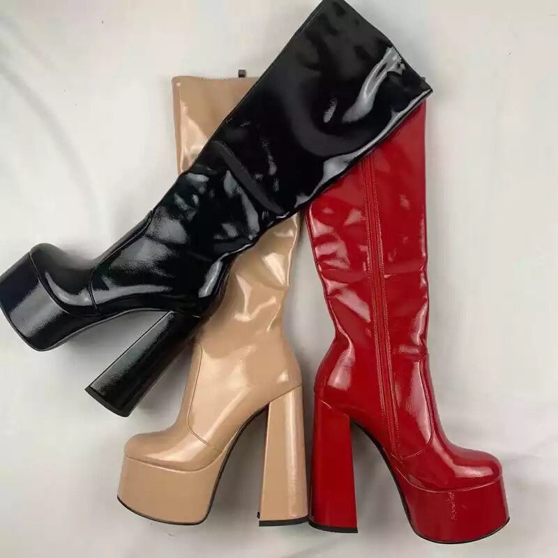 candyfloss love knee high platform boots