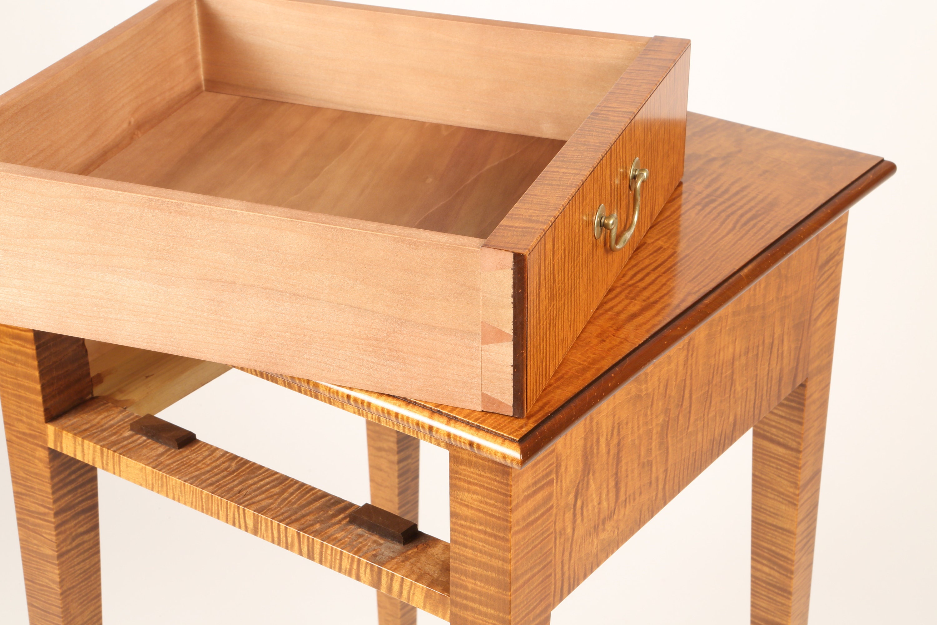 Made to Order Tiger Maple Nightstand Pair/ End Table Pair / Mortise and Tenon Construction With
