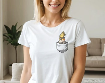 Cockatiel Shirt - Pocket Cockatiel - Parrot T-shirt - Valentines Gift For Her - T-shirts For Cockatiel Lovers - Valentine Shirts - Girl Gift