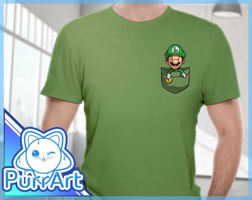 Luigi in Pocket Super Mario Tshirt Luigi Shirt Mario Bros Tee