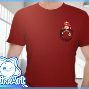 Mario in Pocket - Super Mario Tshirt - Mario Shirt - Mario Bros Tee - Mario Fan Gift - Mario Baby Snapsuit - Gift for Mario Fan - Nerd Gift