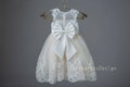Ivory lace applique champagne tulle pretty wedding flower girl dress W0010M
