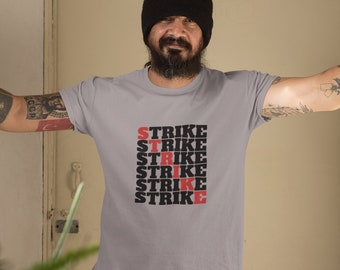Stylish STRIKE Pattern Shirt: A Fashionable Statement of Labor Rights