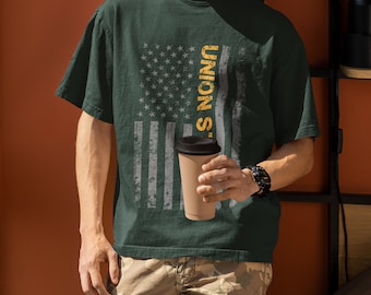 Union Strong T-shirt met afbeelding van de Amerikaanse vlag - patriottische kleding voor mannen en vrouwen