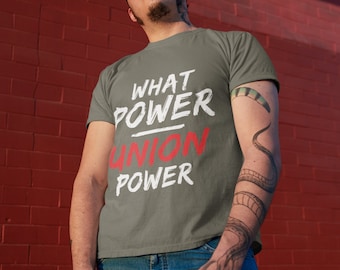 What Power? Union Power! T-Shirt - Political Apparel for Workers and Labor Activists