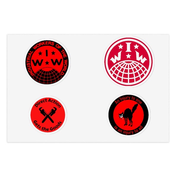 Unite with the IWW Movement: Add Style to Your Space with Our Sheet of Iconic Logo Kiss-Cut Stickers