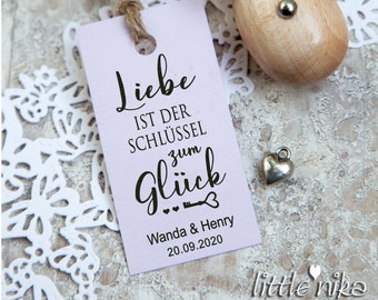 Stempel HOCHZEIT Liebe ist der Schlüssel zum Glück personalisiert Namen und Datum