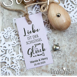 Stempel HOCHZEIT Liebe ist der Schlüssel zum Glück personalisiert Namen und Datum