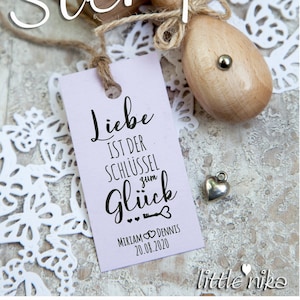 Stempel HOCHZEIT Liebe ist der Schlüssel zum Glück personalisiert Namen und Datum