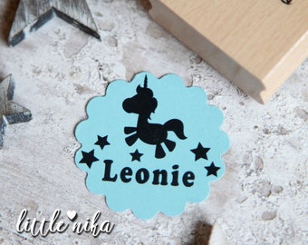 Stempel Kind Name EINHORN Sterne XL personalisiert