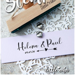 Stempel HOCHZEIT mit Namen + Datum Pfeil Hochzeitsstempel mit Herz