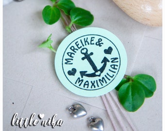 Stempel HOCHZEIT - rund - Liebe Anker Herz  personalisiert mit Namen - Siegel -