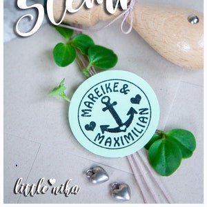 Stempel HOCHZEIT - rund - Liebe Anker Herz  personalisiert mit Namen - Siegel -