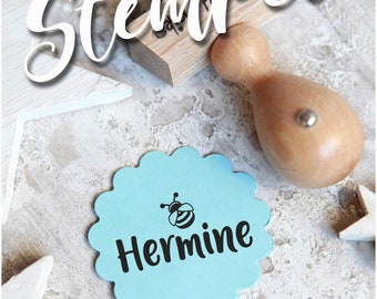 Stempel Kind Name mit Hummel / Biene  personalisiert Namensstempel