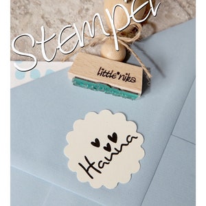 Stempel Kind Name mit 3 Herzchen little heart Bild 1