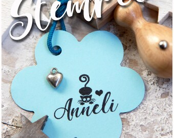 Stempel Kind Name mit Katze little heart personalisiert Schulanfang Einschulung Schulstart