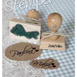 Stempel Kinder Name Doppel Herz personalisiert Bild 1