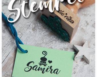 Stempel Kind Name mit Katze