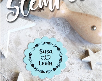 Stempel Hochzeit  Namen  " 2 Hearts"  personalisiert