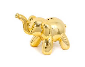 Unique Piggy Bank Gift for Cool Kids and Adults Baby Elephant Made By Humans Balloon Money Bank Silver