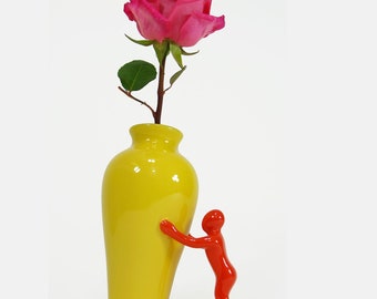 Little Guy Vase, Unique Ceramic Flower Vase Décor, Office Decor, Decorative Floral Bud Vase Accent for Elegant Table Centerpiece Decoration
