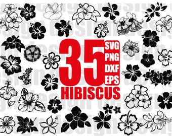 HIBISCUS SVG, hibiscus clipart, hawaii flower, silhouette, stencil, flower svg, floral svg, garden svg, cut file, iron on, cricut file