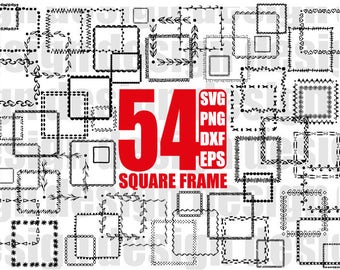 SQUARE FRAME SVG, doodle frame svg, frame decoration svg, hand drawn frame svg, square frame clipart, frame files, cricut silhouette