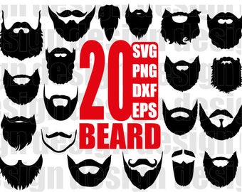 BEARD SVG, long beard svg, beards png, short beard file, hipster beard, beard silhouette, png eps dxf clipart, stencil, decal, cut files
