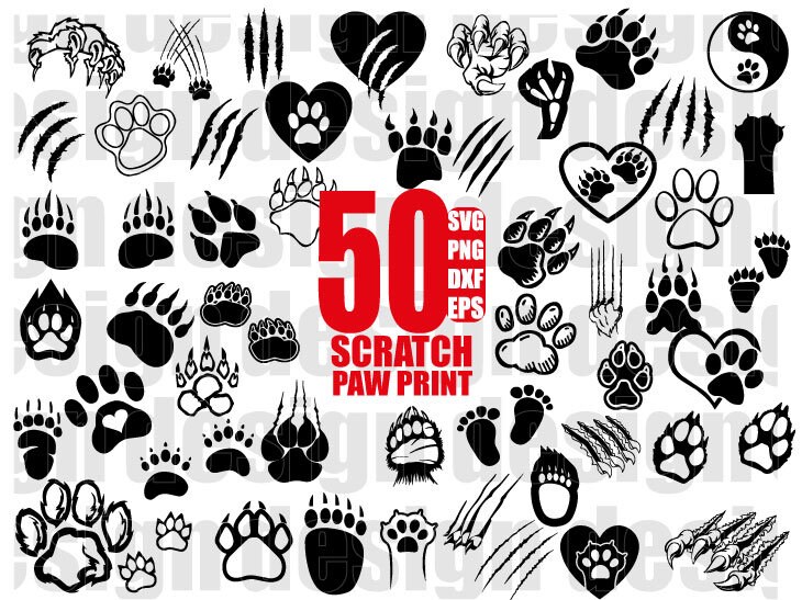 Download PAW PRINT SVG scratch mark svg animal paw svg paw svg | Etsy