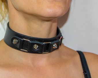 Leather choker,gothic,Goth choker,vampire,punk,slave collar,goth,spiked choker,vampire,coffin,Ships from Europe