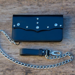 Cartera gótica, Cartera de hombre, Cartera de cuero, Cartera gótica, Cartera con cadena, Cartera larga, Cartera de motociclista con cadena, Cartera victoriana, Cartera de vampiro