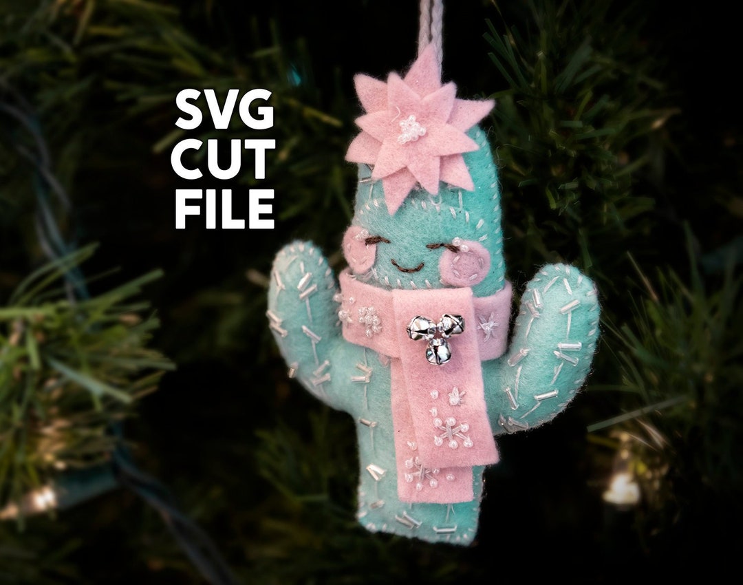 Cozy Christmas Cactus Ornament Needlecraft Cut File for Cricut Maker - Etsy
