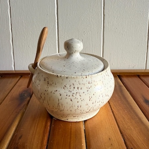 CUSTOM Handmade Ceramic Lidded Salt Cellar with spoon