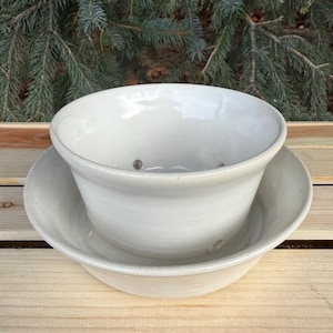 Vaso de cerâmica artesanal PERSONALIZÁVEL com bandeja e furos de drenagem - qualquer cor/dimensões desejadas