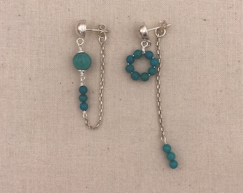 Mismatched stud earrings: Ag925 & Turquoise