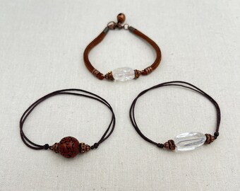 Bracelets: Rock crystal & Rudraksha seed