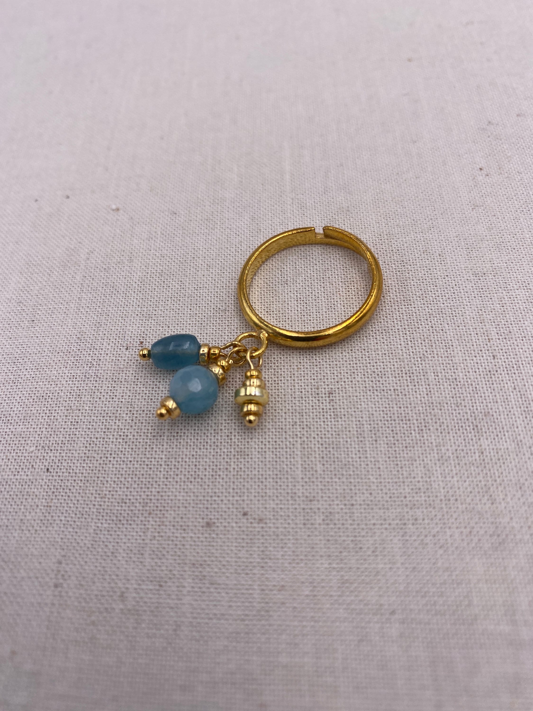 Charm Ring: Blue & Gold Quartz - Etsy