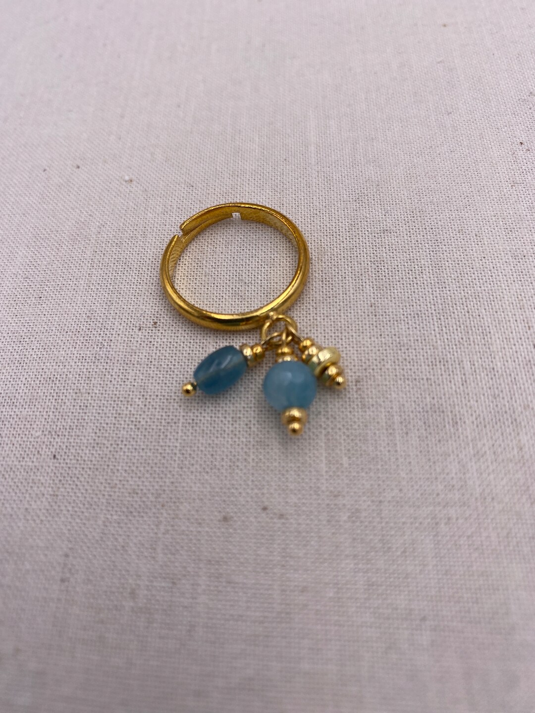 Charm Ring: Blue & Gold Quartz - Etsy