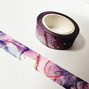 Space Purple Pink Washi Tape UK 15mm x 7M Galaxie Nebel Sterne Konstellation Planer Scrapbook Silberfolie Washi Tape Bullet Journal Bujo