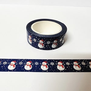 Silver Foil Winter Washi Tape, Blue & Red Snowman Foiled Decorative Planner  Tape 