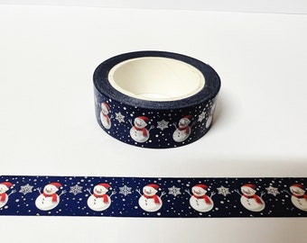 Snowman Christmas Washi Tape: Silver Foil Holiday Planner