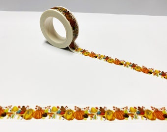 Autumn Brown Pumpkin Pattern Washi Tape 15mm x 10m