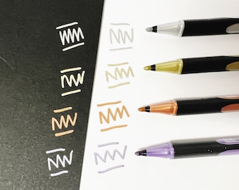 Schneider Paint-It Pen Set, Metallic Paint Markers, Metallic Pens, Gold, Silver, Bronze, Lilac Metallic Pens, Bullet Journal Supplies