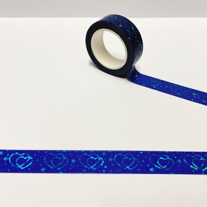 Star and Heart Space Washi Tape, Navy Washi, Space Washi, Blue Foil Washi Tape, Planner Stickers, Journal Stickers, Bullet Journal