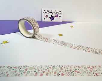 Pink Flower Washi Tape, 15mm Washi, Floral Washi Tape, Spring Washi Planner Accessories, Bullet Journal Accessories, Cute Washi Tape