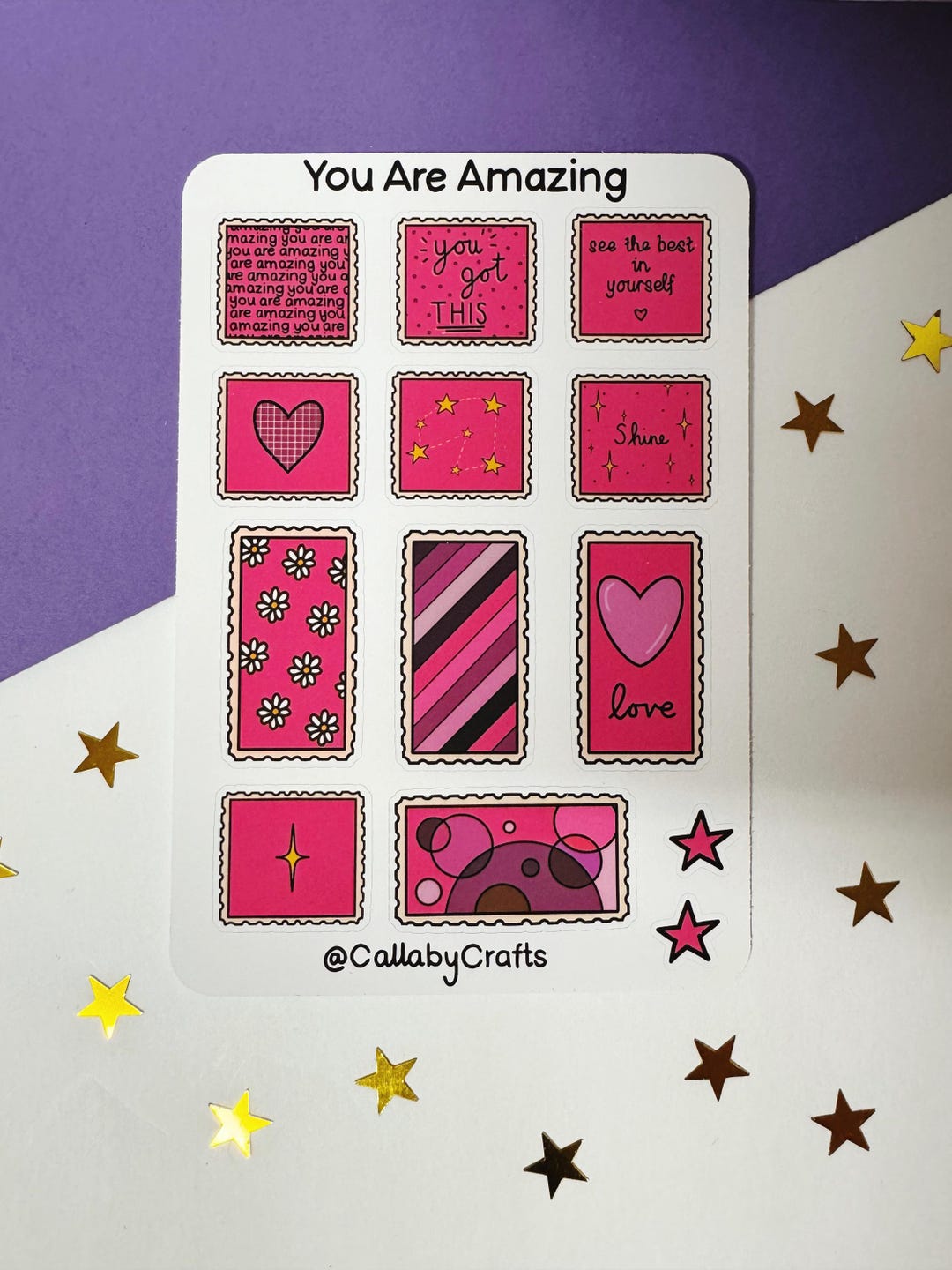 You Are Amazing Bright Pink Sticker Sheet, Stamp Style Sticker Sheet ...