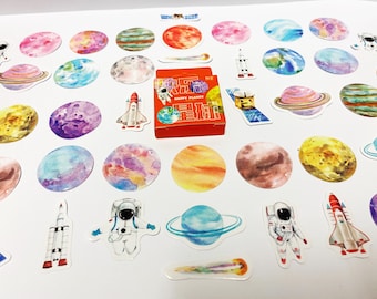 Planet Stickers, Solar System Sticker Set, Space Stickers, Milky Way Sticker Pack, Kawaii, Planner Stickers, Journal Stickers, Scrapbook